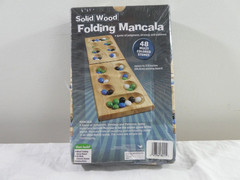 Cardinal Solid Wood Folding Mancala Game Board 48 Multi Color Stones NOS Age 6+