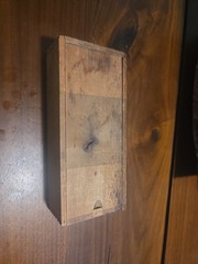 Lot of Vintage Wood Checkers In A Slide Top Dovetailed Wood Box- 30 Checkers.