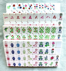 Simgoing Floral Luxury American Mahjong Set 160 Engraved Acrylic Tiles Red Backs