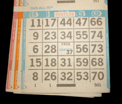 BINGO PAPER Cards sheets 3 on 3 Blue Border DAB ALL 75 – 50 pack