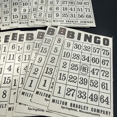 32 Vintage Milton Bradley Cardboard Bingo Cards Numbers
