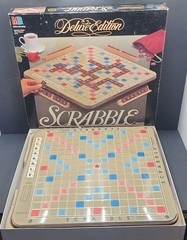 Vintage 1989 Milton Bradley Scrabble Deluxe Edition 4034 Rotating Gameboard
