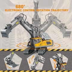 Remote Control Excavator Toy for Boys 4-7, RC Excavator 680-degree Turns with…
