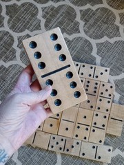 Large Wood Domino’s For Game Room 17 Pieces 5.5x3in