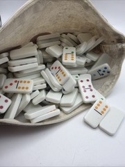 Huge Lot 100+ Dominoes White Multi-Color Dots Bulk Game Replacement Pieces