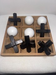 Wooden Tabletop Tic-Tac-Toe Board Game Coffee Table Decorative Accent Home Decor