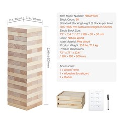 Tumbling Timber Toy 60 Blocks Giant Tumble Tower Blocks Game Pine Wood Box