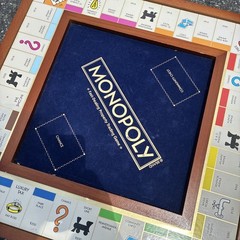 HUGE Monopoly Luxury Edition Blue Board Game Collectible Wood – PARTS MISSING !