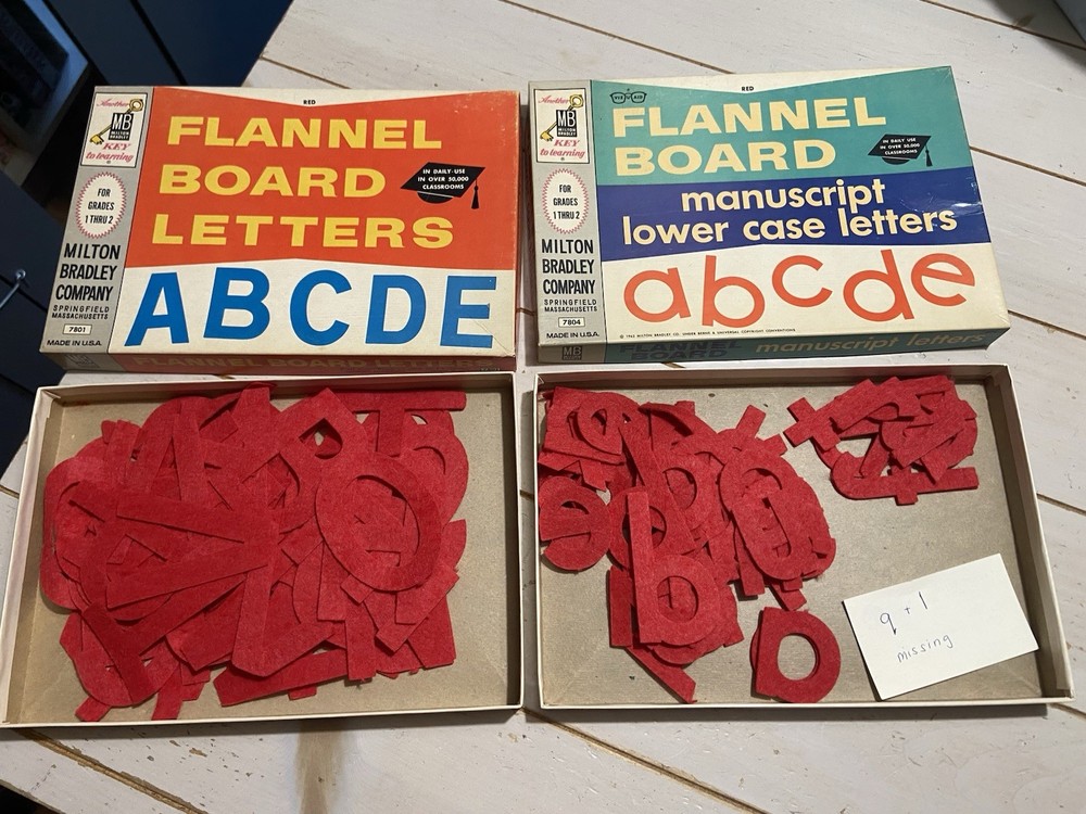 Vintage 1950’s Milton Bradley Felt Letters Original Boxes Upper/Lower Case