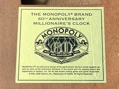 Franklin Mint Monopoly Game 60th Anniversary Millionaire’s Wooden Wall Clock