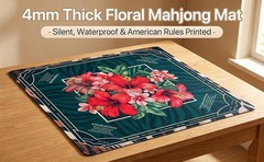 Mahjong Mat 4mm Extra Thick 33.5 Inch Non-Slip Rubber Rolled Printed Rules & Bag