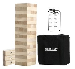 Giant Tower Stacking Game 4 Ft Tall – 54 Blocks, Carry Bag, Scoreboard Included