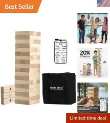 Outdoor Games Large Tower Stacking Game, 54 Wooden Blocks, Stack Up to 4 Ft T…