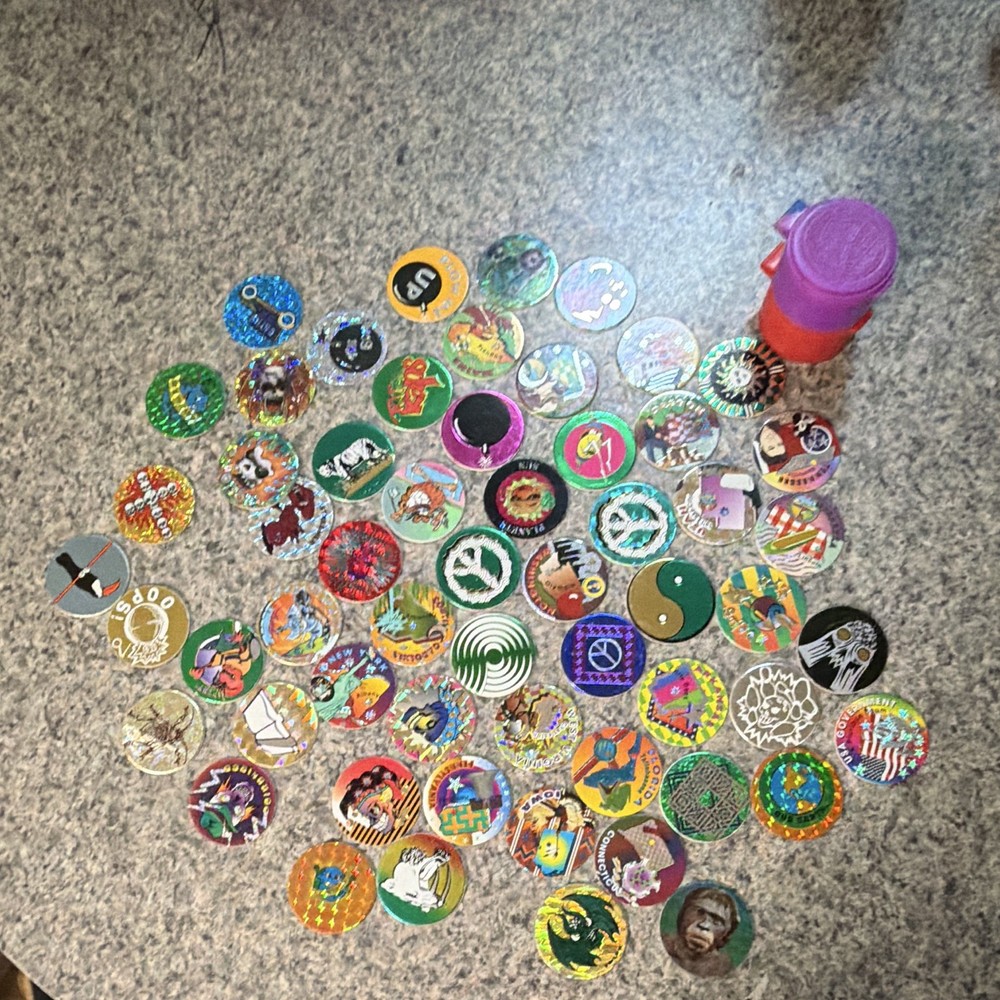 Vintage Pogs Lot Various 1990s holographic & tubes