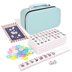 Travel Mahjong Tile Set – 166 1.2″ Tiles, Storage Box, Dice, Chips & Manual