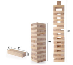 Giant Tumble Tower Outdoor Game 54 Wooden Blocks Stacks 4+ Feet