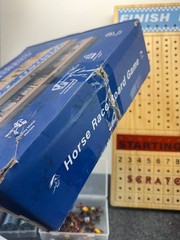 BZnota Horse Racing Board Game 23″ Foldable Wood Set w/ 11 Metal Horses Open Box