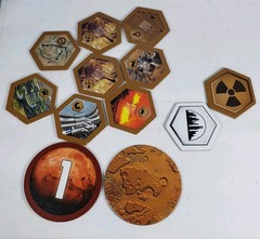 Terraforming Mars Token Lot. 1st Player Marker 9 Special & More Tile Stronghold