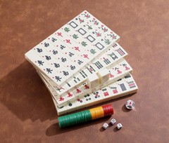Mose Cafolo Chinese Mahjong Game Set 1.5 X-Large 144 Numbered White Ivory Color