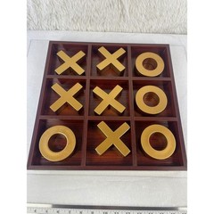 Large Decorative Gold and Wood Tic Tac Toe Coffee Table Game Set 12×12 Board