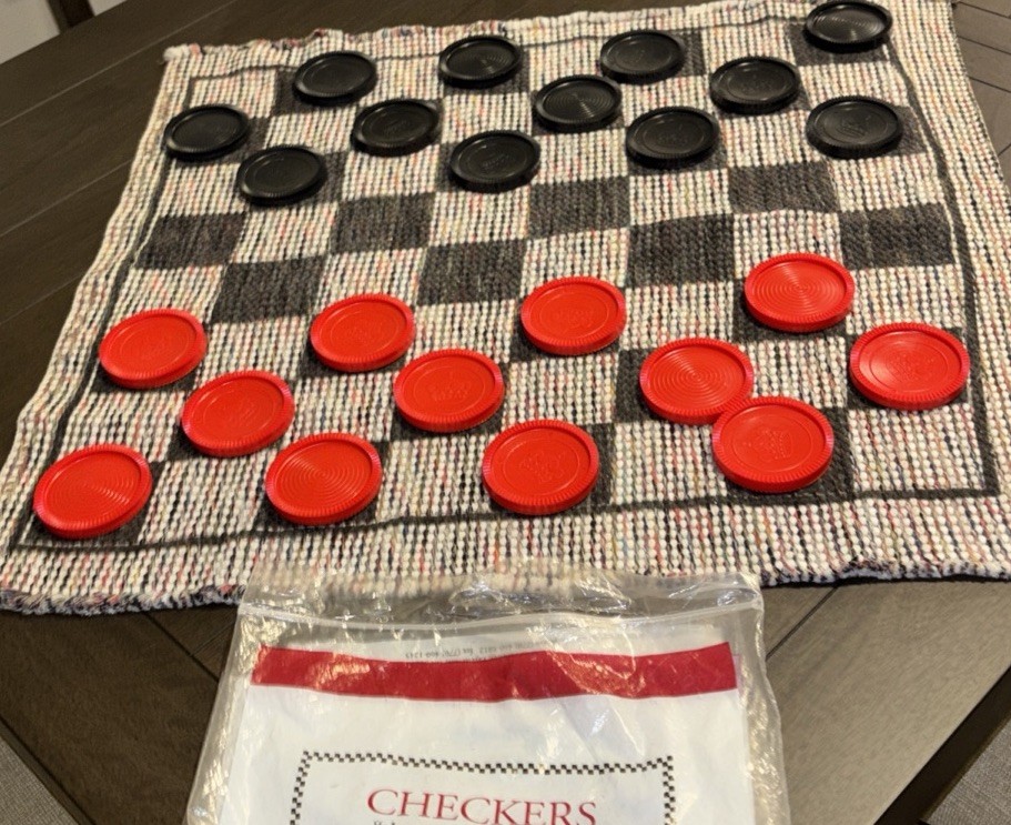 Cracker Barrel Table Cloth Checkers & Tic Tac Toe Set Oversized