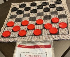 Cracker Barrel Table Cloth Checkers & Tic Tac Toe Set Oversized