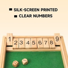 9 Number Wooden Shut The Box Dice Game Board Set Family Pub Bar Dice Board Game