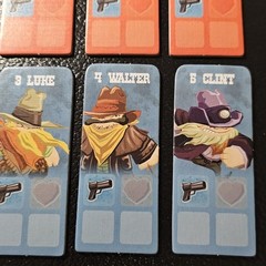 Flick ’em Up Game 10 Cowboy Tiles BLUE and RED Cardboard Piece Parts Only 2016
