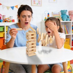 Wooden Blocks Stacking Games – 54 pcs Tumbling Tower Blocks Game for Kids & A…