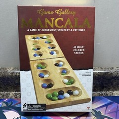 MANCALA Strategy Game Multi Color Stone Folding Wood Board Box DMG