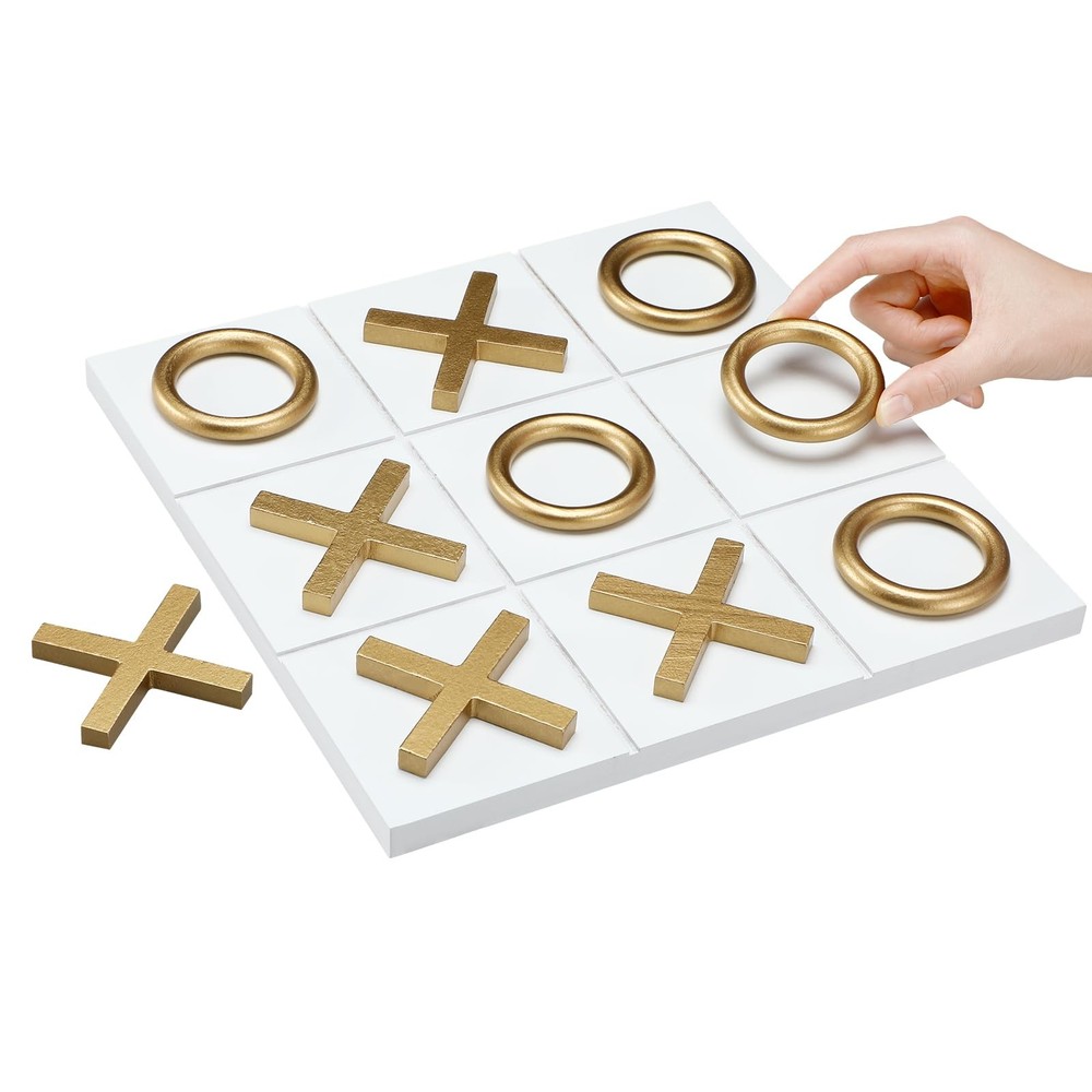 11.8×11.8 Inch Tic Tac Toe Wood Game Board Coffee Table Decor Modern Wooden f…