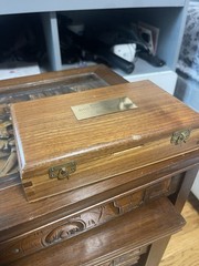 Vintage Drueke Domino Set Walnut Case 1965 Trophy Engraved Complete