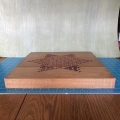 Vintage Handmade Solid Wood 2-Sided Game Board:Chinese Checkers & Aggravation