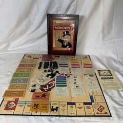 MONOPOLY ~ VINTAGE COLLECTION BOOKSHELF WOODEN BOX 2009 ~ 100% COMPLETE ~ EUC ~