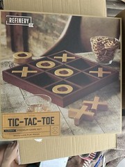 Refinery Premium Solid Wood Jumbo Tic Tac Toe Game Gold 14” Coffee Table Game