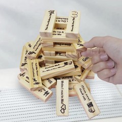 48pcs Wooden Tumble Tower Couples Game, Party Night Blocks, Stacking Block, W…