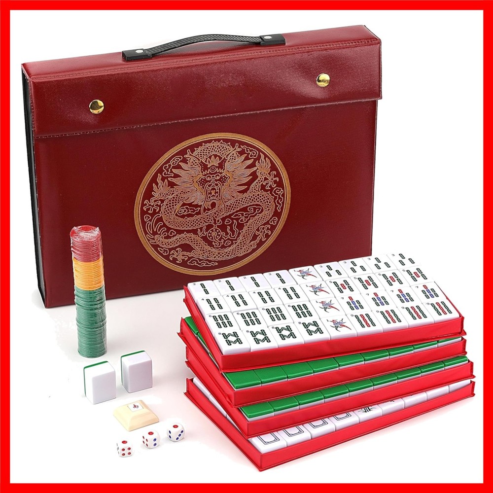 Chinese Mahjong Set X-Large 146 Numbered Melamine 1.5″ Large Size Tile with C…