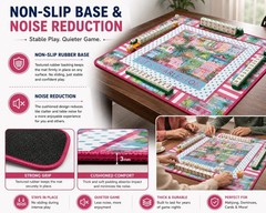 Mahjong Game Mat 31.5″ Non-Slip Waterproof Table Mat with Carry Bag Thick