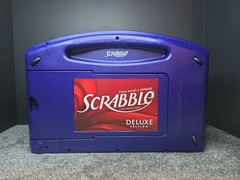 Scrabble Deluxe Travel Blue Carrying Case Rotating Board COMPLETE