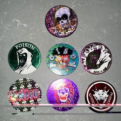VINTAGE 1990s Lot of 104 POISON Skull Bones Pogs Slammer Whammers Milk Caps