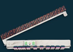 American Mahjong Rack Set of 4 White Marble Acrylic 18.5 Inch with Pushers
