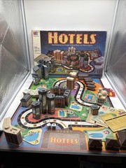 Vintage 1987 HOTELS Board Game Milton Bradley Real Estate Game – 99% Complete