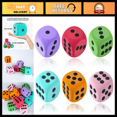 6Pcs Large 3.15″ EVA Foam Dice – Blank Educational Toy for Parties & Games