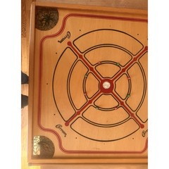 Vintage Carrom Gameboard 125 Games Reversible Wood Board Original Box No. 108