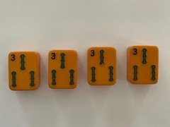 Vintage Mah Jong Butterscotch Bakelite Tiles Lot of 4 ( 3 of Bams Tile)