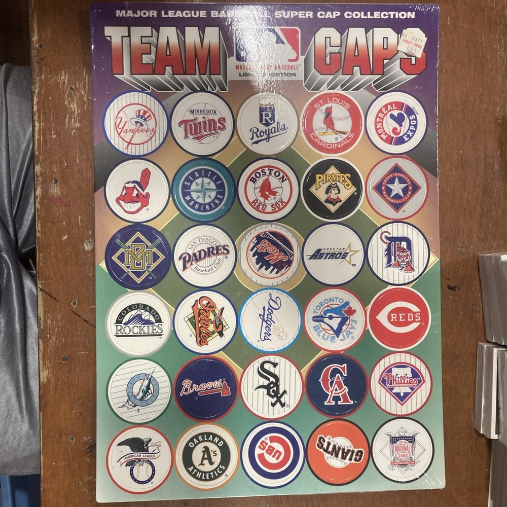 Major League Baseball Super Cap Collection Team Logo Pogs 1995 – Sealed