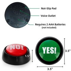 Cididu Set of 4 Yes No Button with Sound, Game Answer Button for Trivia Games…