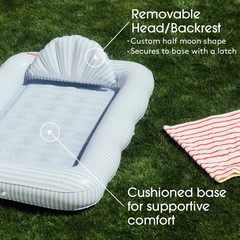 Inflatable Pool Lounger Float 72 x48 XL Blue Stripe Tanning FUNBOY 72×48 Luxury