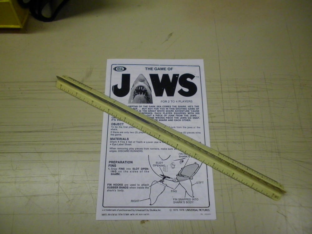 Vintage 1975 Game of Jaws by Ideal Copy of Original instructions 2 Sided Page