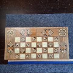 Mediterranean Backgammon & Checkers Set Marquetry Mother Of Pearl Inlay 20″
